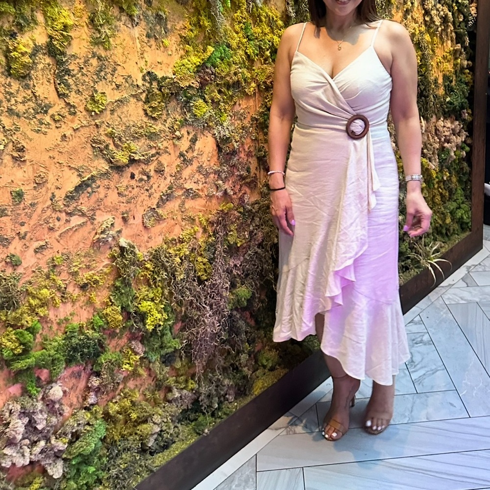 Elegant Cream Wrap Dress